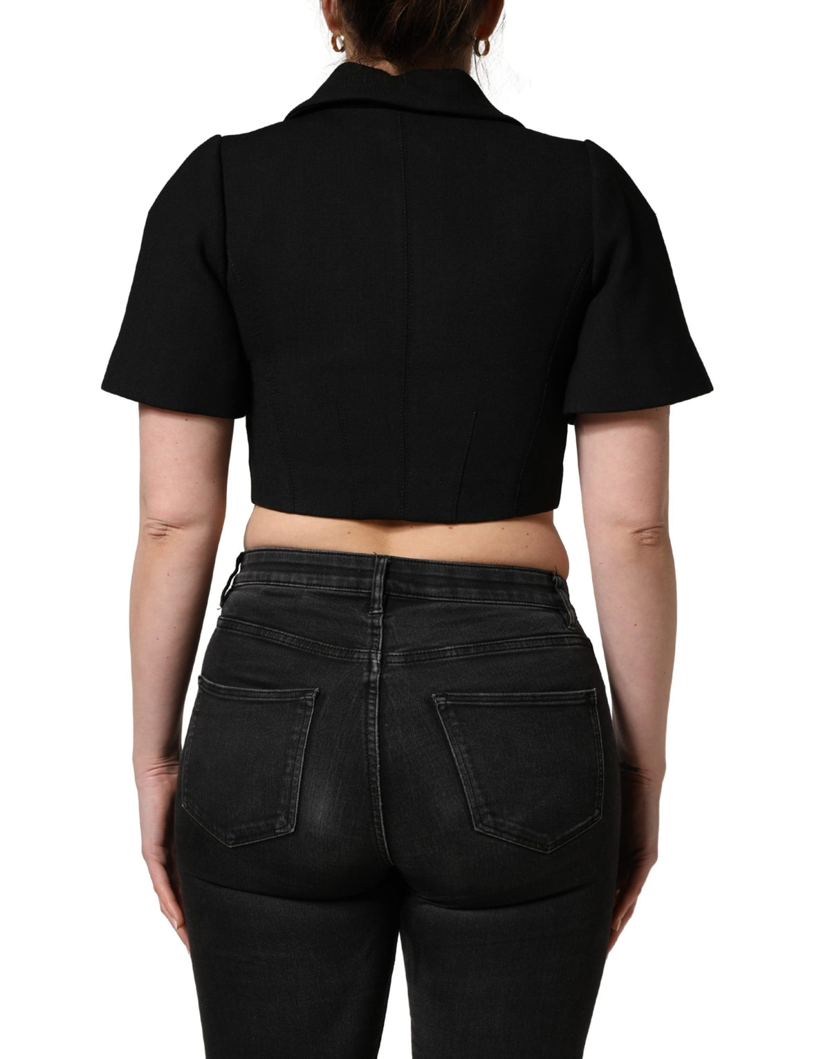 Dolce & Gabbana Women's Crop Top Cropped Polyester & Virgin Wool Tank - Black