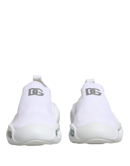 Dolce & Gabbana Women's Low Top Slip On Chunky Polyester Viscose & Lamb Leather Sneakers - White