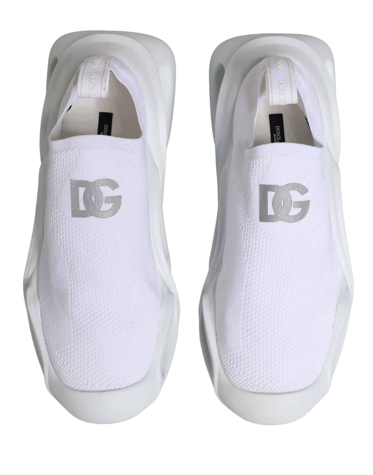 Dolce & Gabbana Women's Low Top Slip On Chunky Polyester Viscose & Lamb Leather Sneakers - White