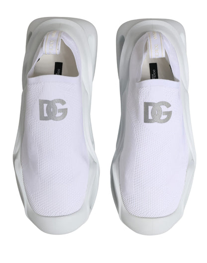 Dolce & Gabbana Women's Low Top Slip On Chunky Polyester Viscose & Lamb Leather Sneakers - White