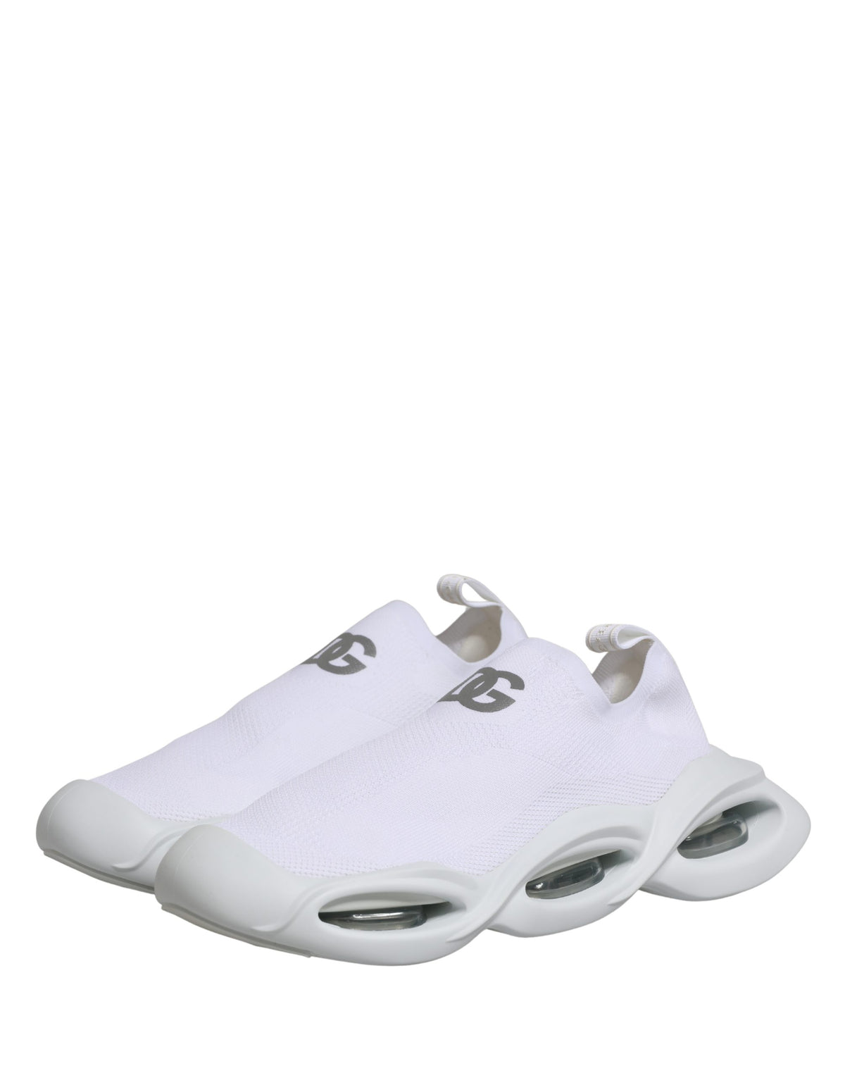 Dolce & Gabbana Women's Low Top Slip On Chunky Polyester Viscose & Lamb Leather Sneakers - White