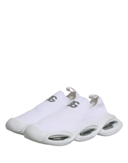 Dolce & Gabbana Women's Low Top Slip On Chunky Polyester Viscose & Lamb Leather Sneakers - White