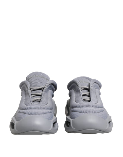 Dolce & Gabbana Women's Low Top Slip On Chunky Polyester Nylon Viscose & Calf Leather Sneakers - Gray