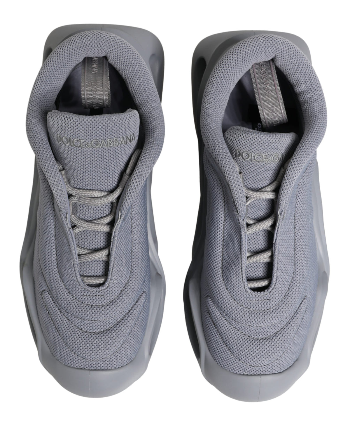 Dolce & Gabbana Women's Low Top Slip On Chunky Polyester Nylon Viscose & Calf Leather Sneakers - Gray
