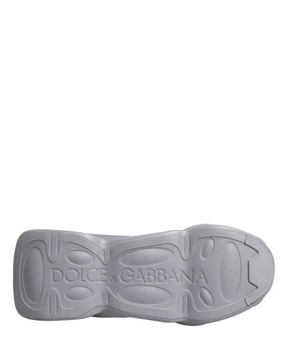 Dolce & Gabbana Women's Low Top Slip On Chunky Polyester Nylon Viscose & Calf Leather Sneakers - Gray