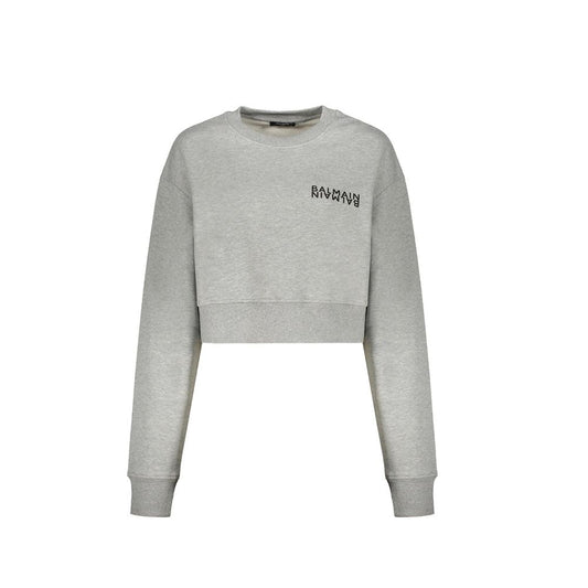 Balmain Gray Cotton Sweatshirt
