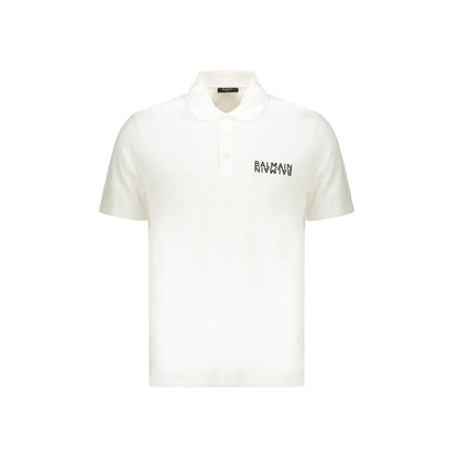 Balmain White Cotton Polo Shirt