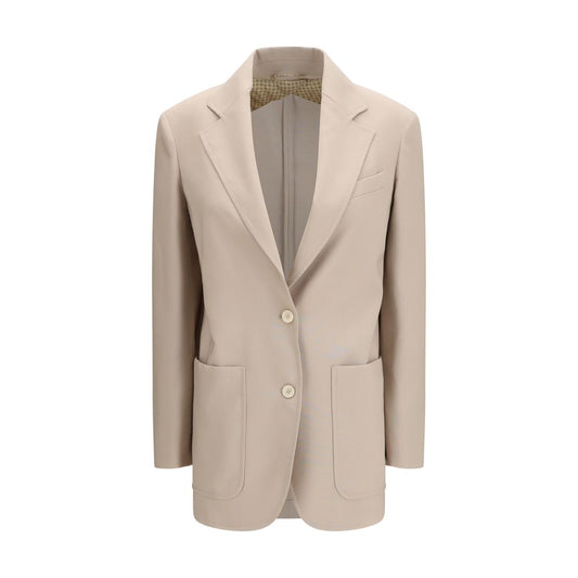 Blazer by Max Mara for women in mohair wool & silk beige presents a distinguished silhouette, detailed with a distinguished and distinctive for a truly sophisticated finish.