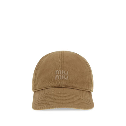 Miu Miu Beige Cotton Cap (Baseball Hat)