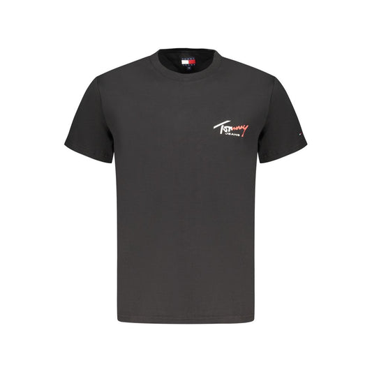 T-Shirt by Tommy Hilfiger for men in cotton black showcases a chic silhouette, artfully detailed with a chic crew neckline and short-sleeve for a chic finish.