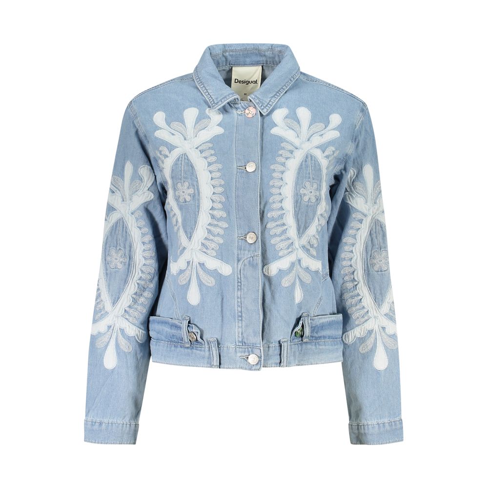 Trucker Jacket by Desigual for women in denim cotton azzurro features a city-ready silhouette, detailed with and a city-ready .