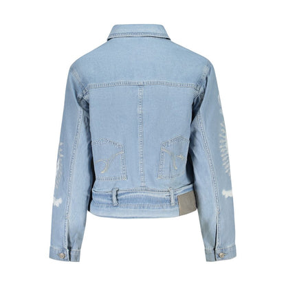 Trucker Jacket by Desigual for women in denim cotton azzurro presents a effortlessly chic silhouette, showcasing a sophisticated and premium for a truly effortlessly chic finish.