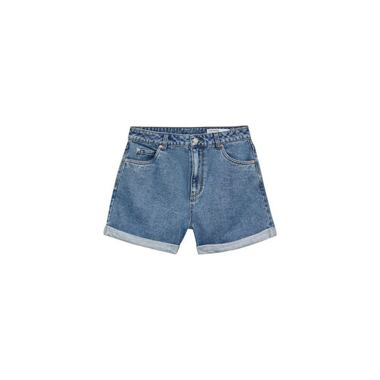 Vero Moda Women's High-Rise Denim Cotton Short Trousers - Light Blue