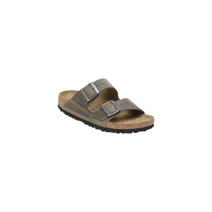 Flat Sandals by Birkenstock for men in leather & cork features an architectural silhouette, showcasing the architectural Men's Leather & Cork Flat Sandals with a flat and .