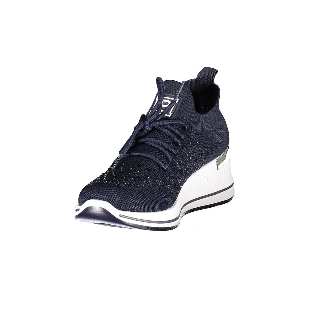 Athletic Sneakers by Laura Biagiotti for women in polyester & polyurethane blue presents a sleek silhouette, perfectly capturing the athletic style essence of Women's Athletic Polyester & Polyurethane Sneakers with its sleek design and premium finish.