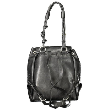 Mini Drawstring Backpack by Desigual for women in polyethylene black & signature features a stately Sierra Prisa Polyethylene Mini Drawstring Backpack design, showcasing a secure snap & drawstring, ample external-pockets & internal-pockets, and versatile handle, backpack-strap & adjustable-strap for a stately finish.