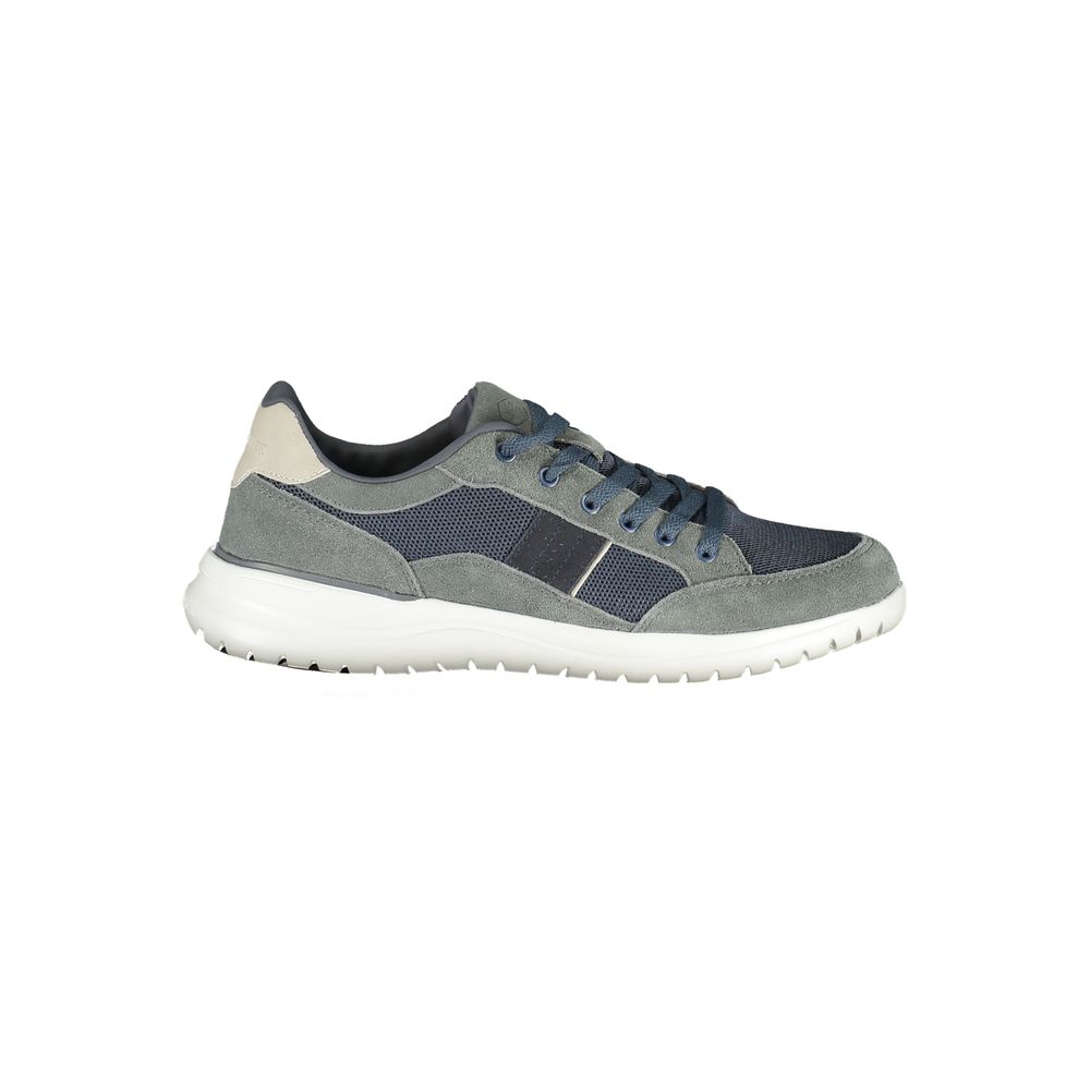 Athletic Sneakers by Lumberjack for men in polyester polyurethane leather blue, gray & signature presents a sleek silhouette, perfectly capturing the athletic style essence of Men's Athletic Polyester Polyurethane Leather Sneakers with its sleek design and premium finish.