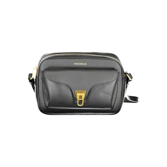 Handbag by Coccinelle for women in polyester polyurethane faux leather beige & black features a refined silhouette, showcasing a secure zipper, organized built-in-compartments, cardholder & coin-purse, and versatile for a refined finish.