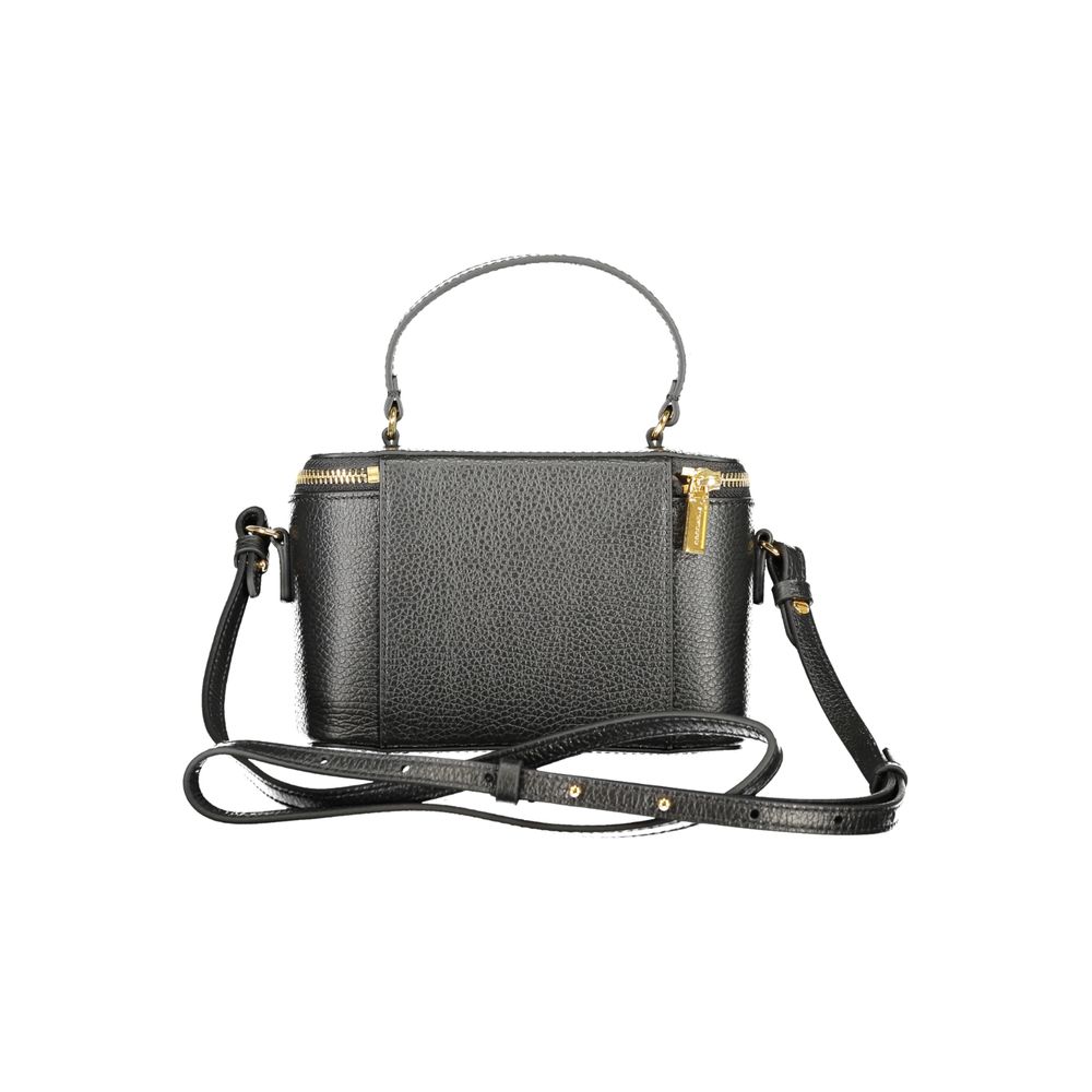 Handbag by Coccinelle for women in leather black & print features a signature silhouette, showcasing a secure zipper and signature external-pockets with versatile shoulder-strap & adjustable-strap for a sophisticated look.