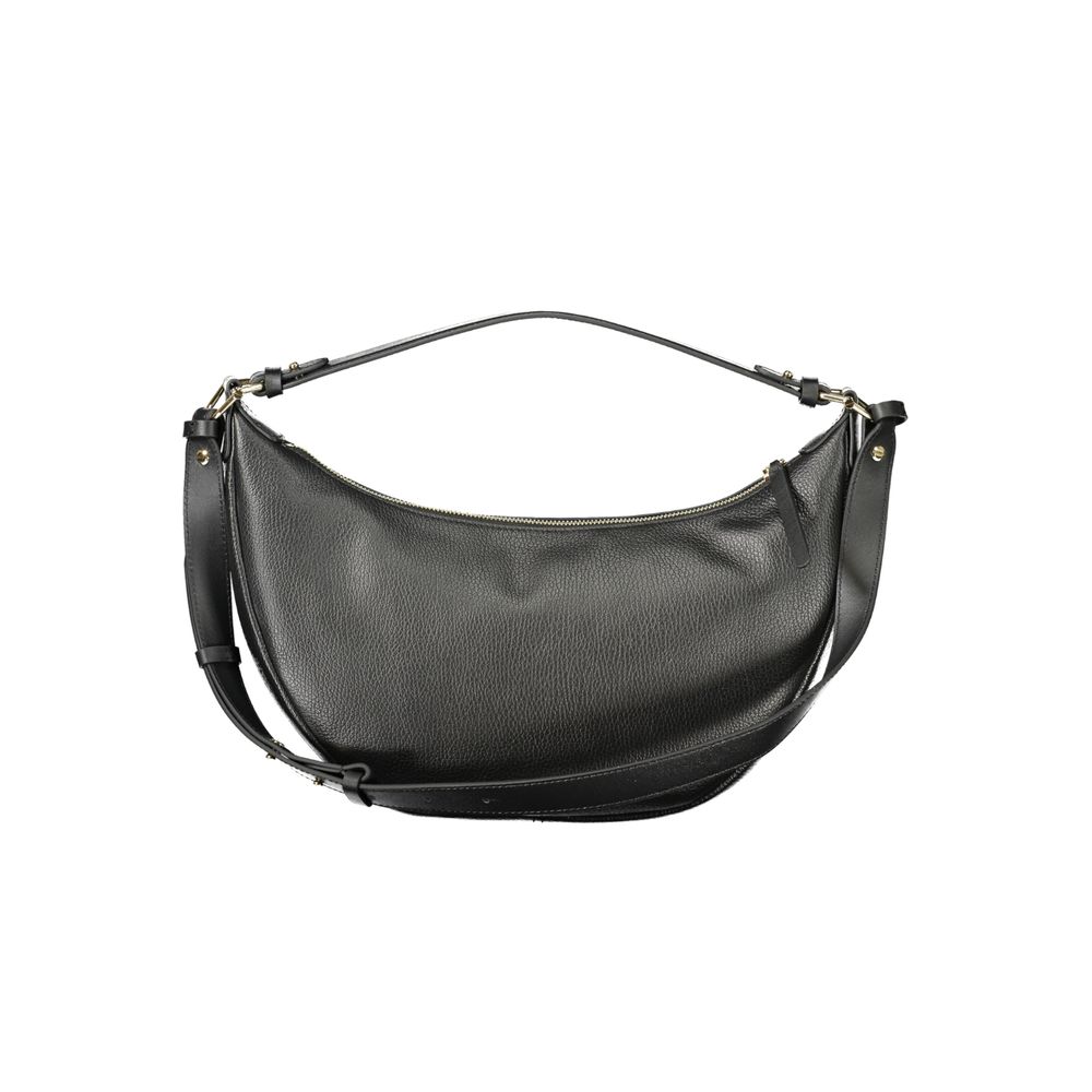 This Handbag by Coccinelle for women in leather and black presents a sculptural silhouette featuring a secure , ample , and versatile for a sculptural finish.