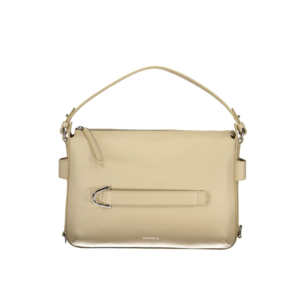 Handbag by Coccinelle for women in leather beige features an refined silhouette, showcasing a secure , ample , and versatile for a sophisticated refined aesthetic.