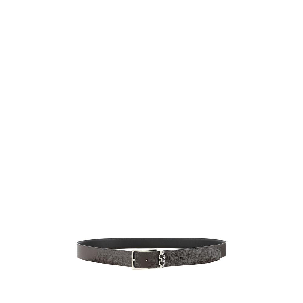 Belt by Ferragamo for men in grained bos taurus calf leather black features a versatile silhouette, artfully showcasing the versatile design of the Gancini Grained Bos Taurus Calf Leather Belt for a sophisticated, premium finish.