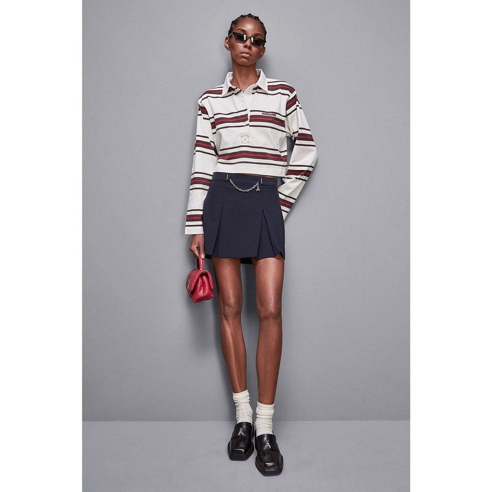 Patrizia Pepe Bicolor Cotton Long Sleeve T-Shirt