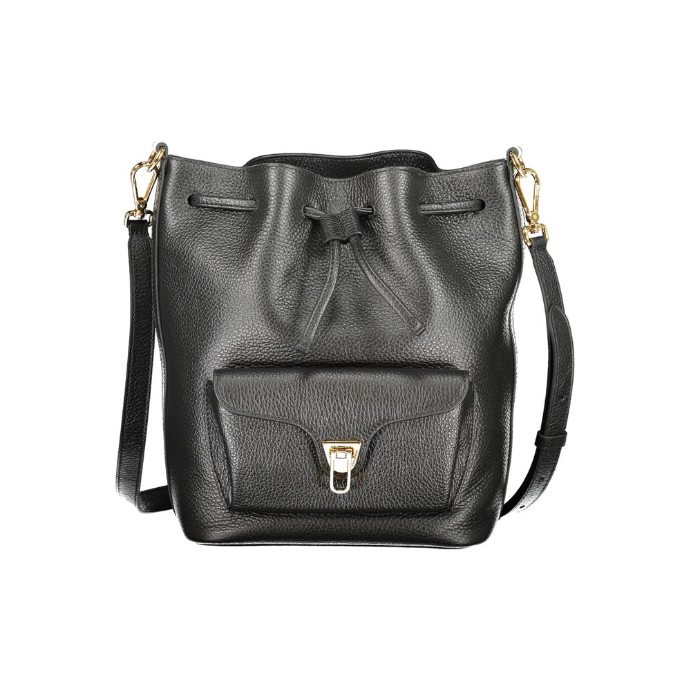 Bucket Handbag by Coccinelle for women in leather black & print features a ornamental silhouette, showcasing a secure , ample internal-pockets, and ornamental shoulder-strap & adjustable-strap for a sophisticated look.