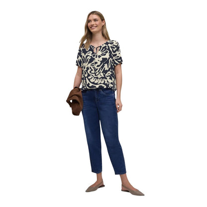 Shirt by Street One for women in viscose blue, featuring a nuanced and nuanced v-neck neckline for a sophisticated finish.