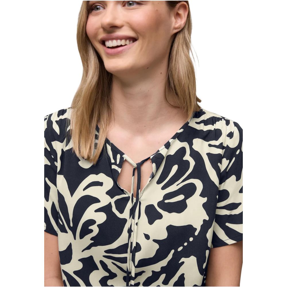 Shirt by Street One for women in viscose blue showcases a sharp silhouette, elegantly detailed with a sharp and sharp .