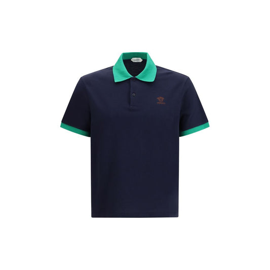 Versace Blue Cotton Polo Shirt