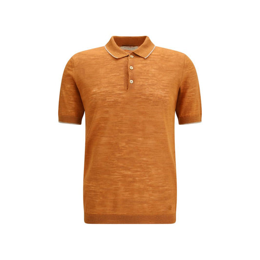 Brooksfield Orange Linen Polo Shirt