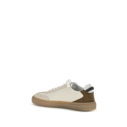 Brunello Cucinelli Beige Calf Leather Bos Taurus Sneakers