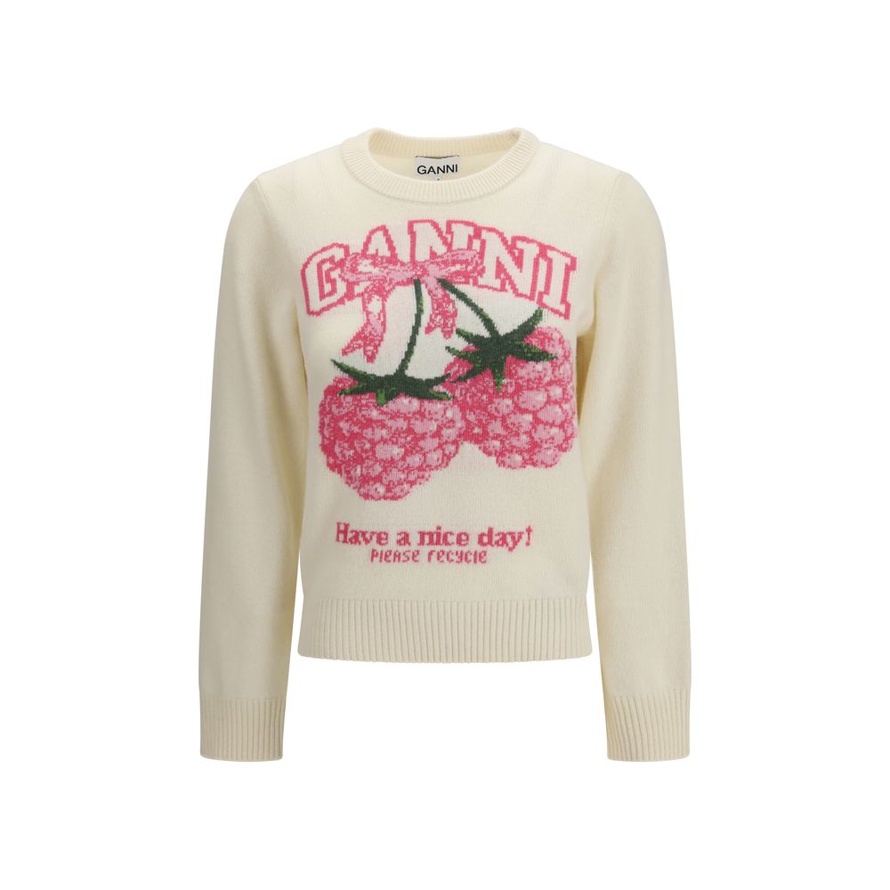 Ganni Beige Merino Wool Sweatshirt