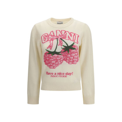 Ganni Beige Merino Wool Sweatshirt
