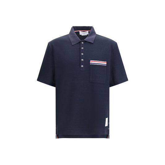 Thom Browne Blue Cotton Polo Shirt
