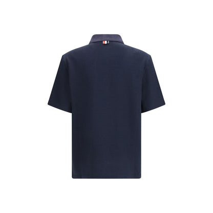 Thom Browne Blue Cotton Polo Shirt