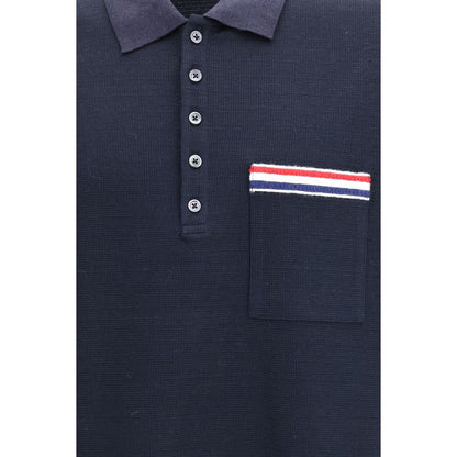 Thom Browne Blue Cotton Polo Shirt