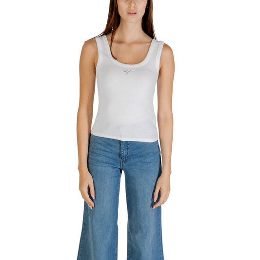 Guess White Cotton Tank Tops