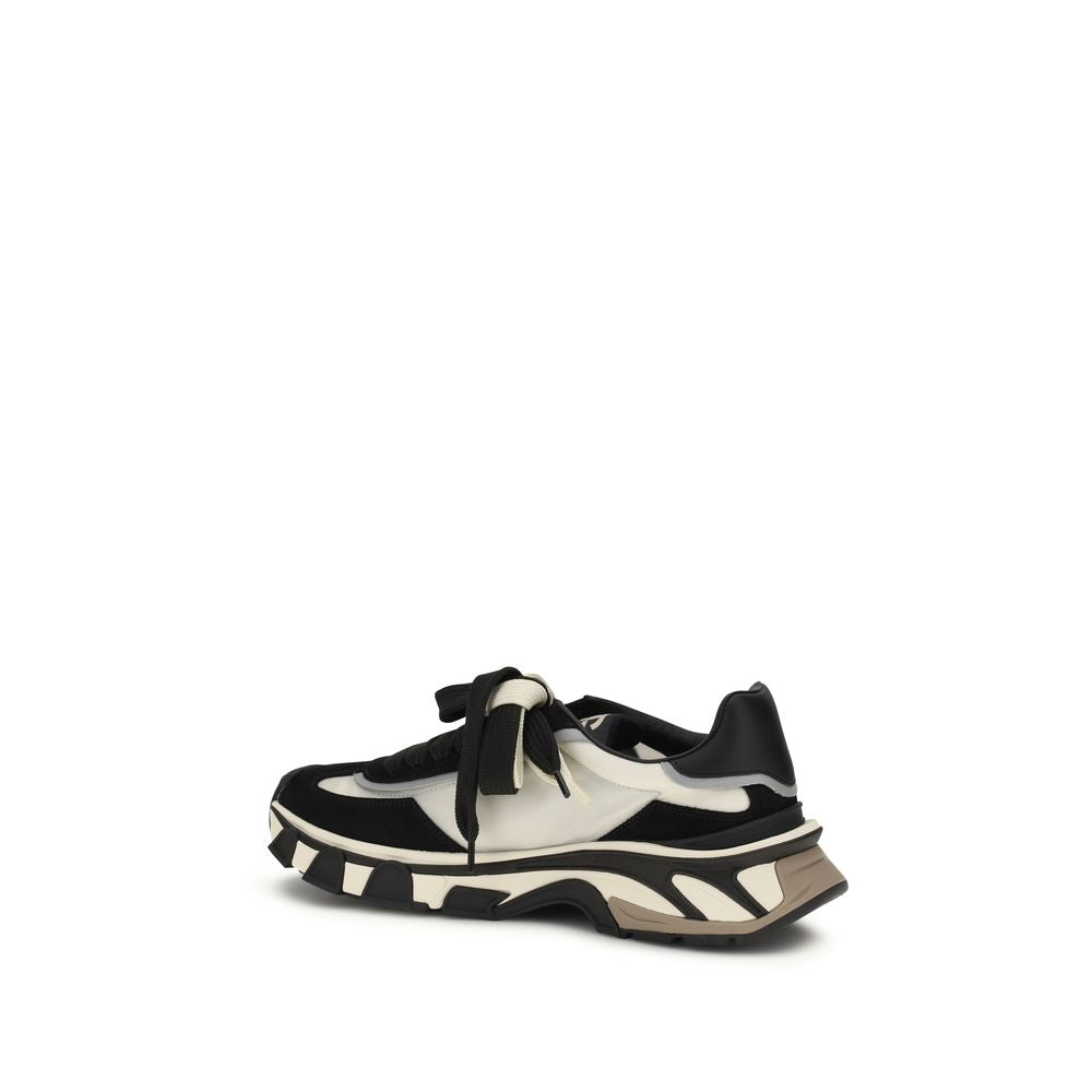 Dolce & Gabbana Black Calf Leather Bos Taurus Athletic Sneakers