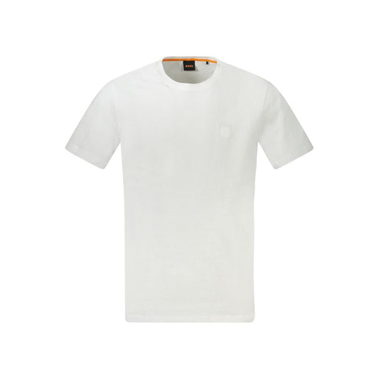 T-Shirt by Hugo Boss for men in cotton white features an edgy silhouette, meticulously detailed with a sophisticated and crew neckline for a truly edgy finish.