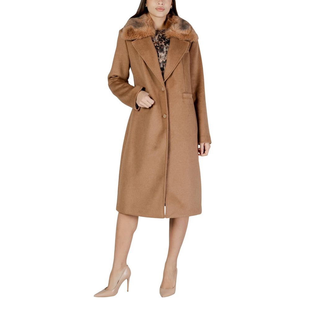 Guess Women's Polyester Faux Fur & Wool Overcoat - Beige