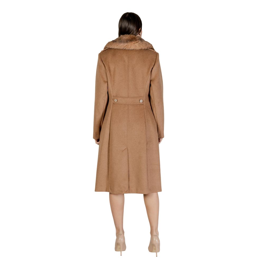Guess Women's Polyester Faux Fur & Wool Overcoat - Beige
