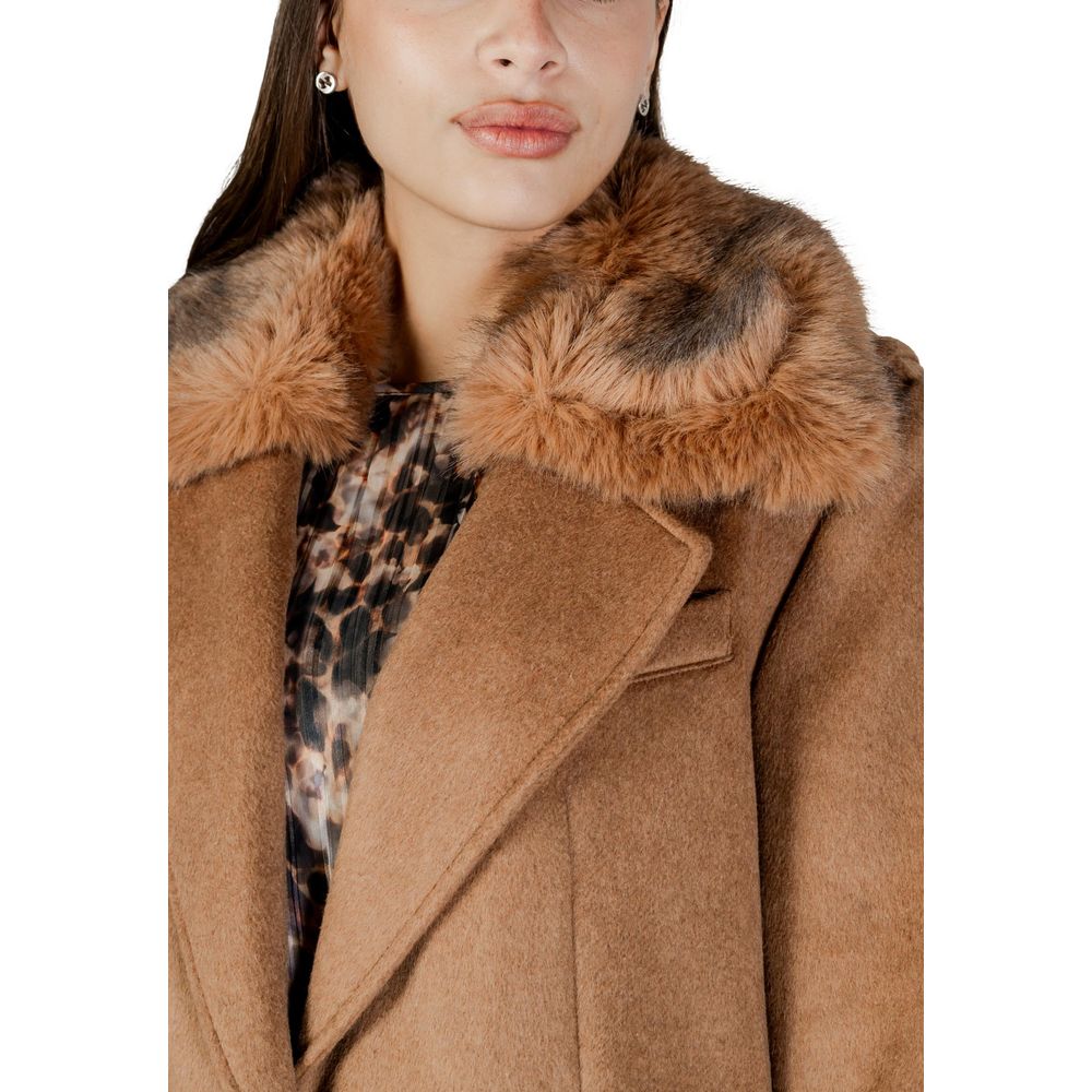 Guess Women's Polyester Faux Fur & Wool Overcoat - Beige