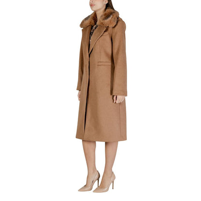Guess Women's Polyester Faux Fur & Wool Overcoat - Beige