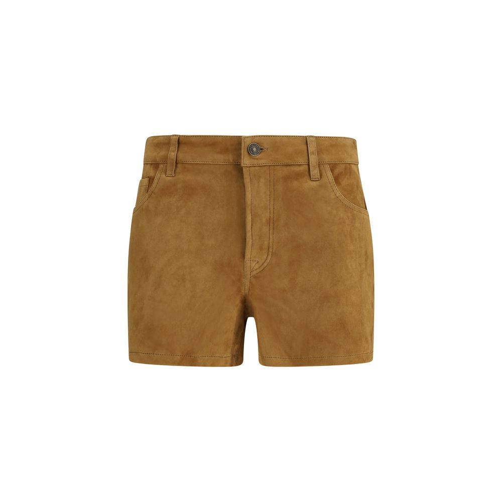 7FOR Beige Camel Hair  Bermuda Shorts
