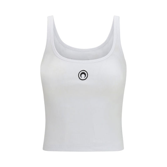Marine Serre White Cotton Sleeveles T-Shirt