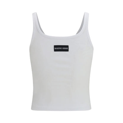 Marine Serre White Cotton Sleeveles T-Shirt