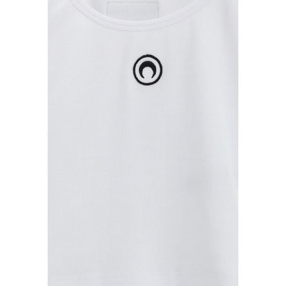 Marine Serre White Cotton Sleeveles T-Shirt