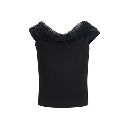 Marine Serre Black Viscose Sleeveles T-Shirt